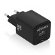 AISENS Cargador Gan 30W, 1xUSB-C PD3.0 QC4.0, 1xUSB-A QC3.0, Negro